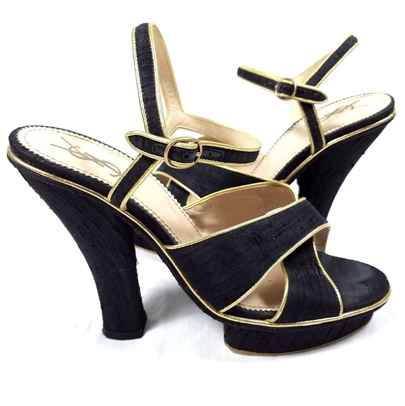 Yves Saint Laurent Shoes - Yves Saint Laurent YSL Silk Platform Heels *Flaw*